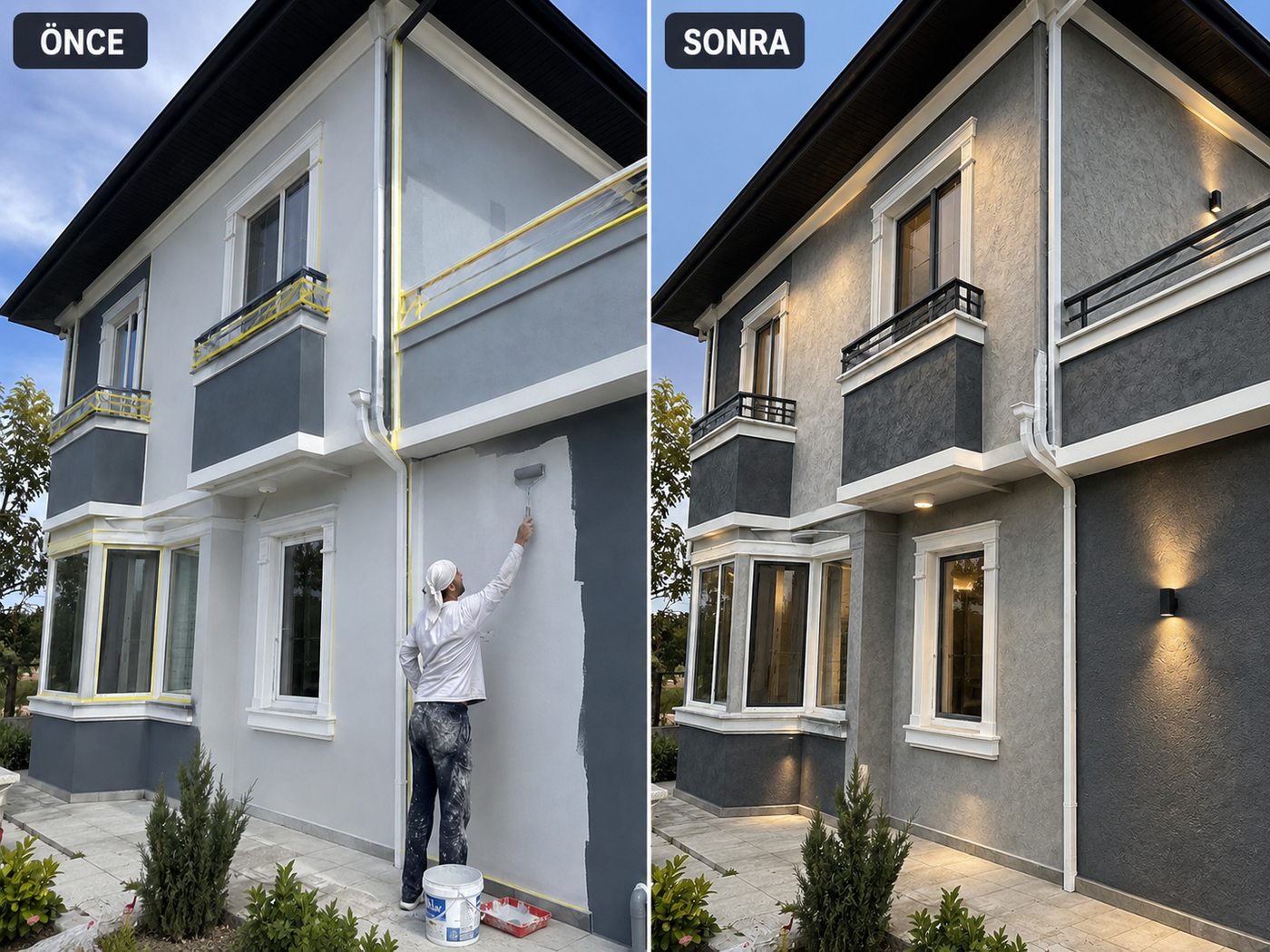 Güzelyalı dış cephe boya öncesi ve sonrası