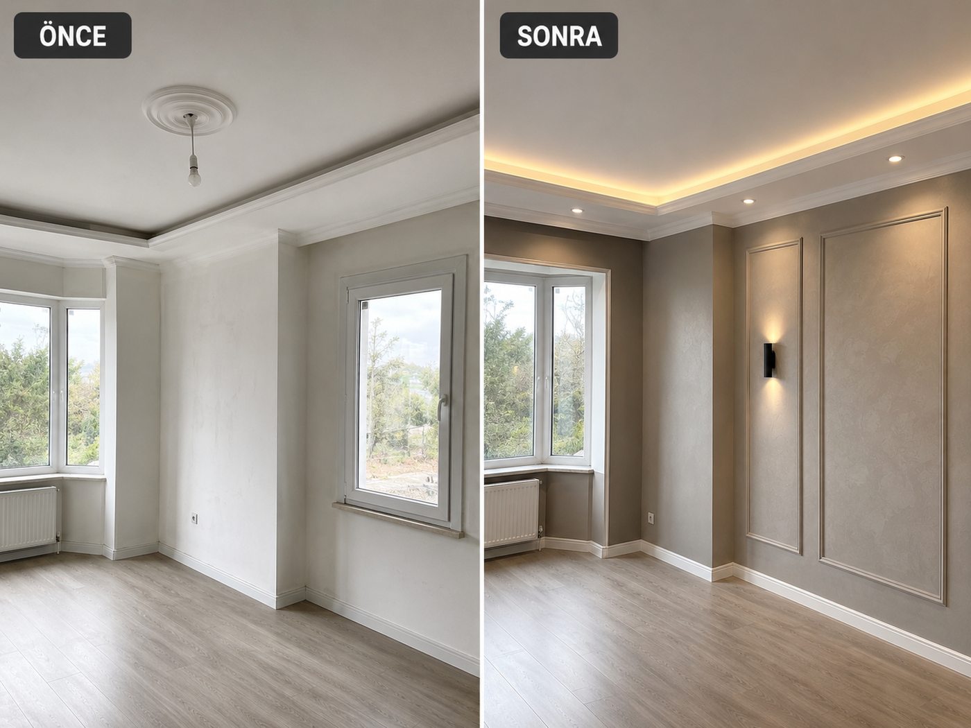 Güzelyalı iç cephe boya öncesi ve sonrası